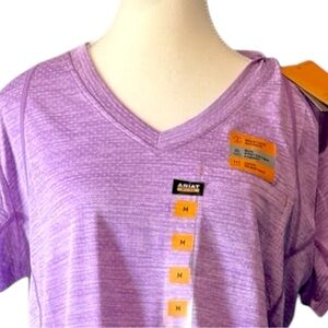 Ariat Rebar Tech Tee Womens M Purple V Neck UPF Workwear Shirt NWT Capsule Urban